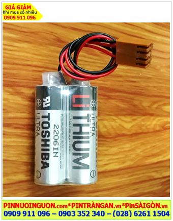 Toshiba 2ER17500V (2 viên ghép đôi); Pin nuôi nguồn PLC Toshiba 2ER17500V lithium 3.6v 5400mAh /X.xứ NHẬT